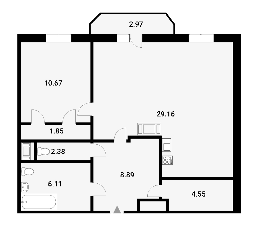 Однокомнатная квартира в Лидер Групп: площадь 66.8 м2 , этаж: 7 – купить в Санкт-Петербурге